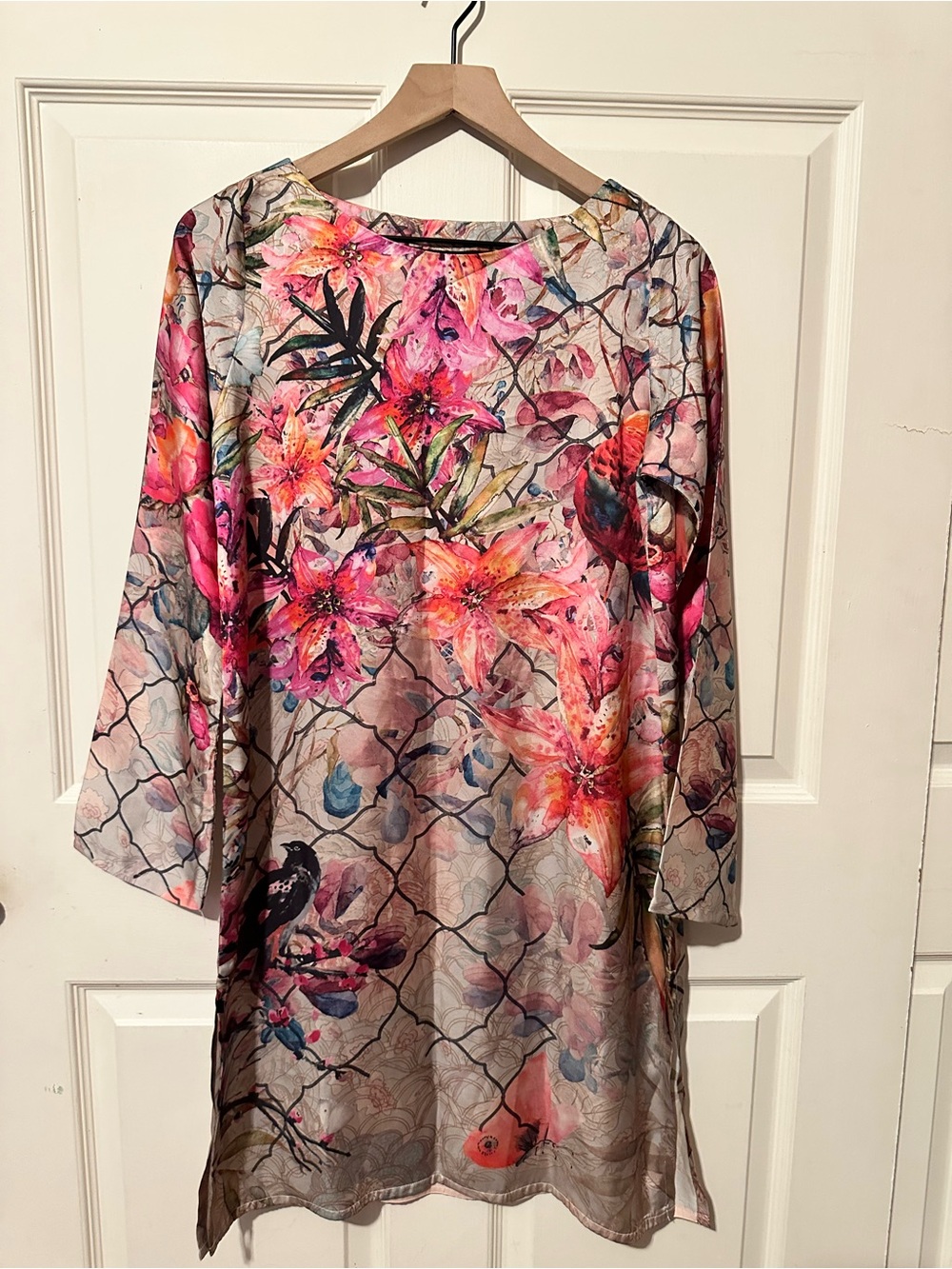 Daaman | Top | Damaan Floral Print Long Sleeve Women’s Tunic Top | Pink Multi